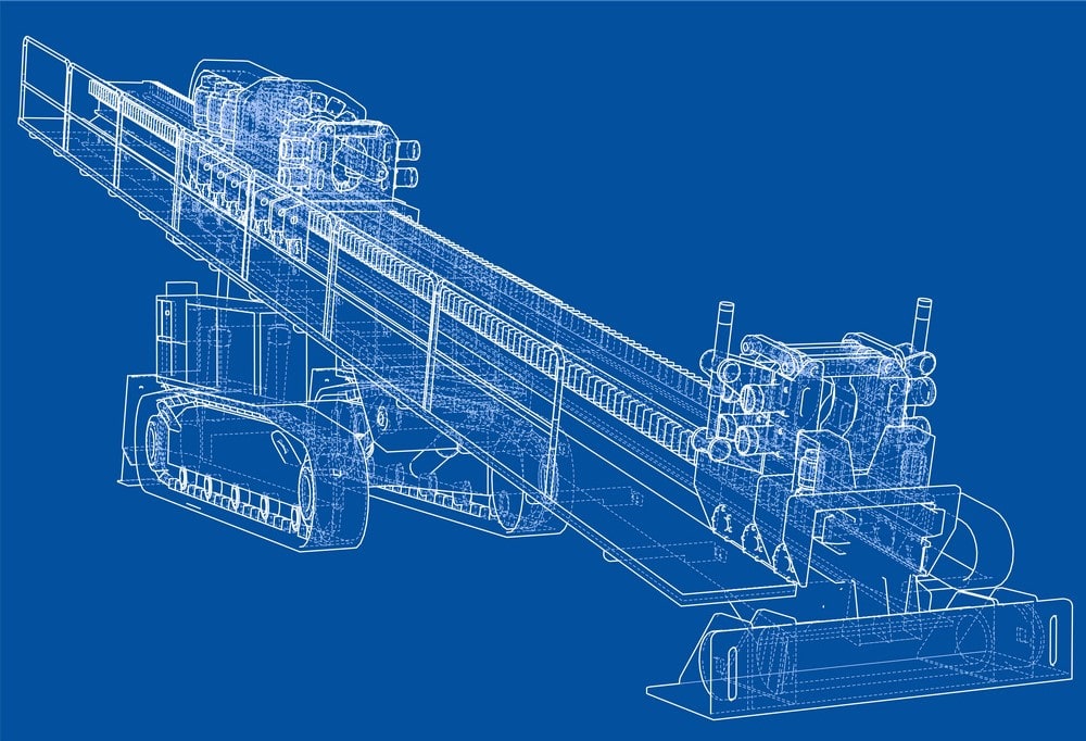 Wireframe of a drilling machine